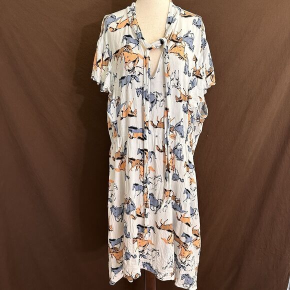 ModCloth Dresses & Skirts - Modcloth Horse Dress 4X Plus Equestrian Western Flutter Sleeve Downhome Darling
